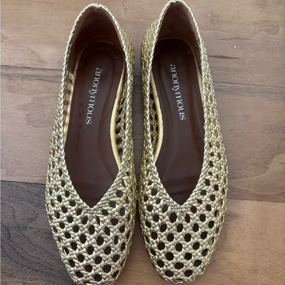 Gold Woven Flats